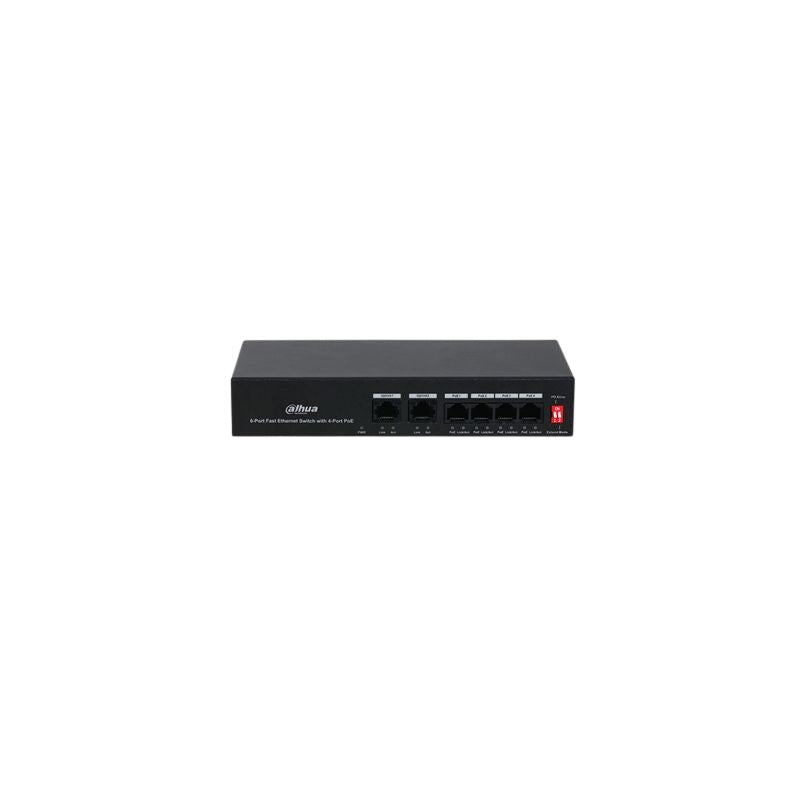 Dahua PFS3006-4ET-36 6-Port Fast Ethernet Switch, 4x PoE, 36W PoE Budget