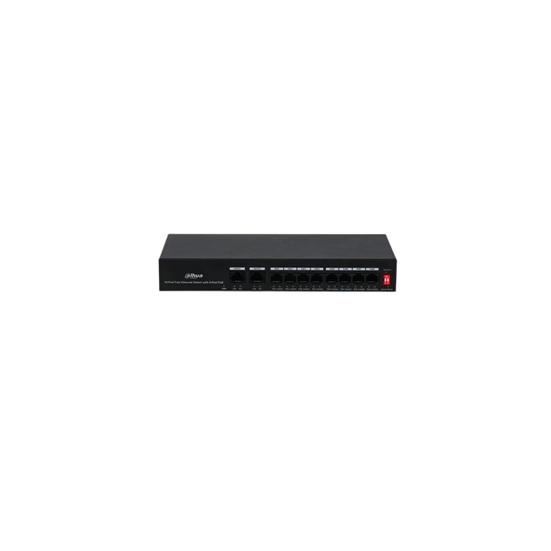 Dahua PFS3010-8ET-65 10 Port 10/100 Mbps Ethernet Switch, 8x PoE, 65W PoE Budget