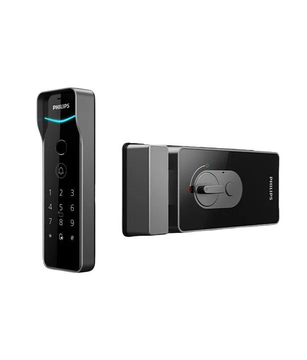 Philips DDL505-5HBS Gömme Emniyet Sürgülü Akıllı Kapı Kilidi (Parmak İzi, PIN Kodu, Kart/Tag, Geçici Şifre, Düğme, Kapı Kolu, Bluetooth + Ağ Geçidi)