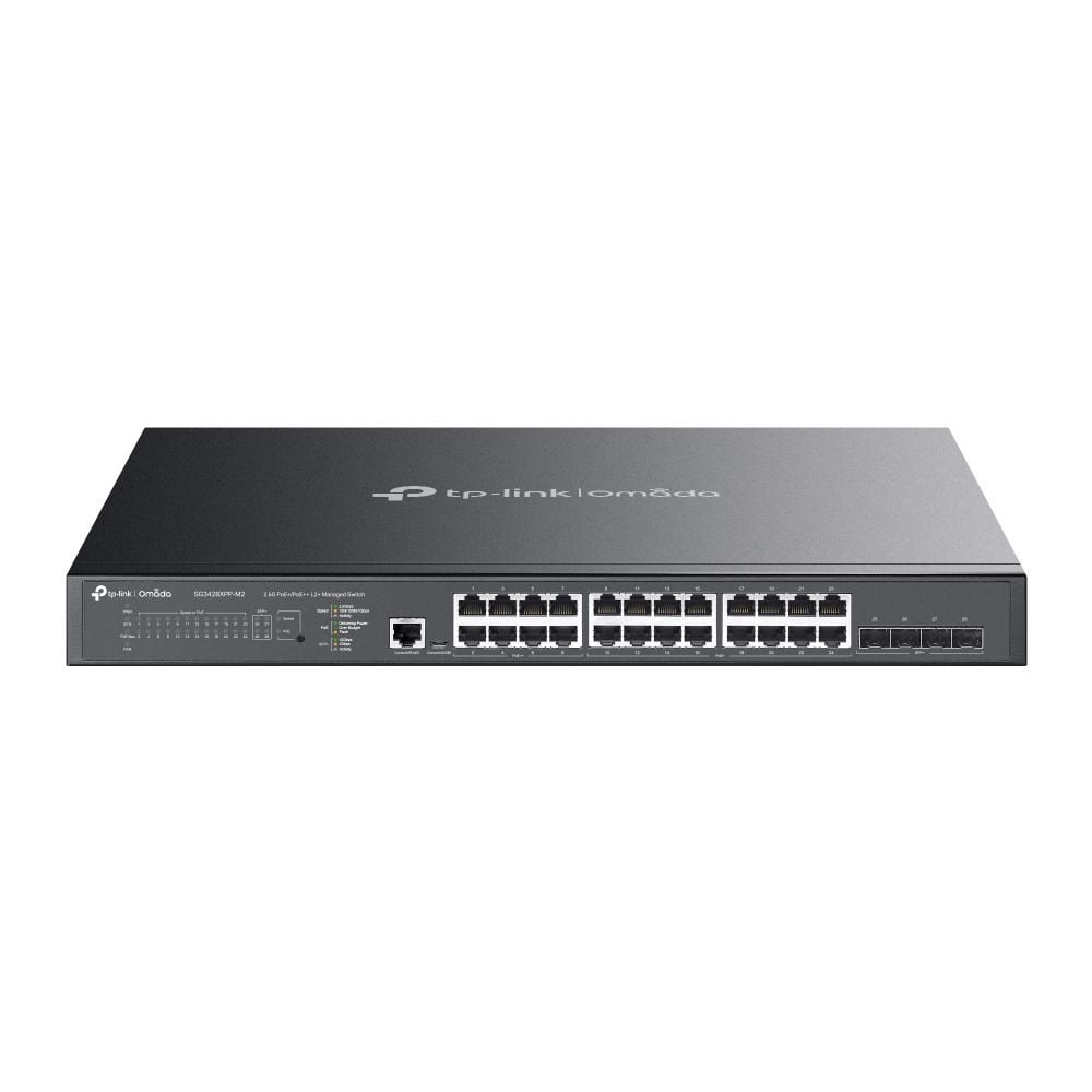 TP-Link SG3428XPP-M2 28 Port Switch (24x 2.5G PoE++, 4x 10G SFP+, 770 W PoE Bütçesi, Yönetimli)