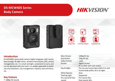 Hikvision DS-MCW405 1080p Vücut Kamerası (GPS, Wi‑Fi, IP67)