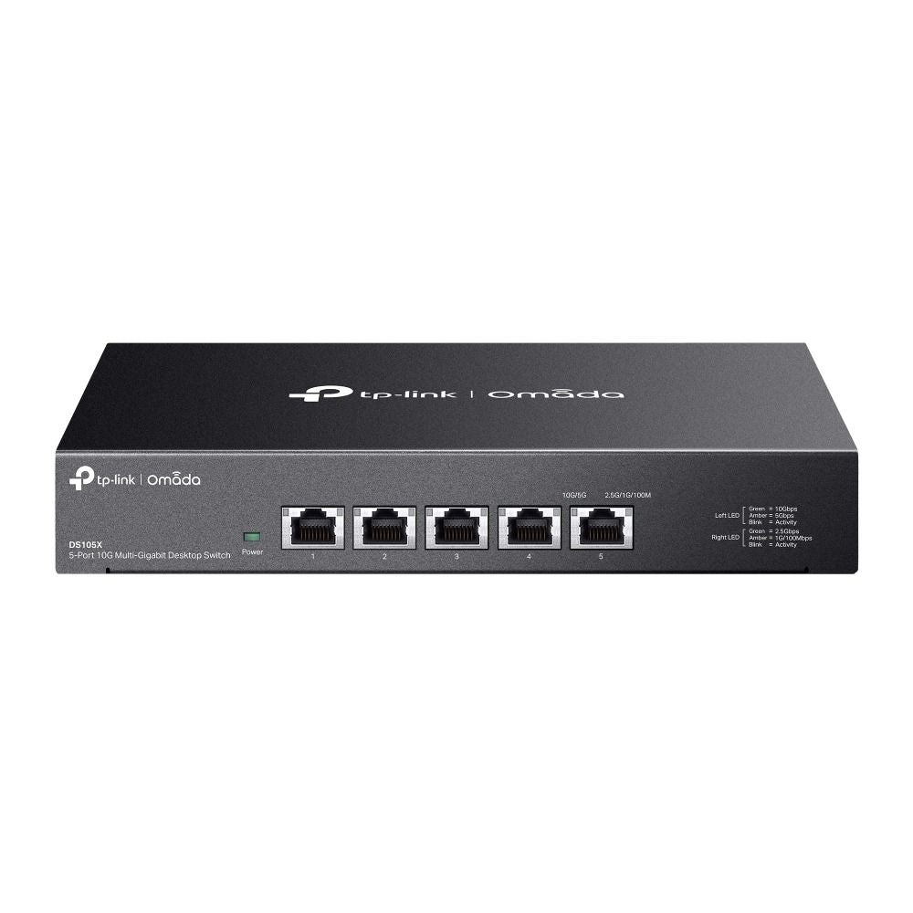 TP-Link DS105X 5 Port 10G Çoklu Gigabit Switch (Yönetimsiz, Fansız, 100 Gbps anahtarlama kapasitesi)