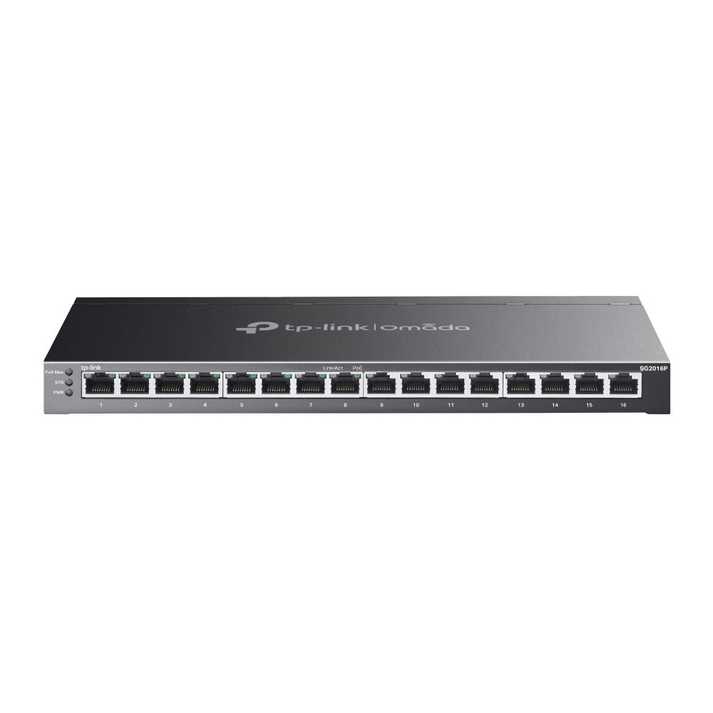 TP-Link SG2016P 16 Port Gigabit Switch (8x PoE+, Yönetimli, 32 Gbps)